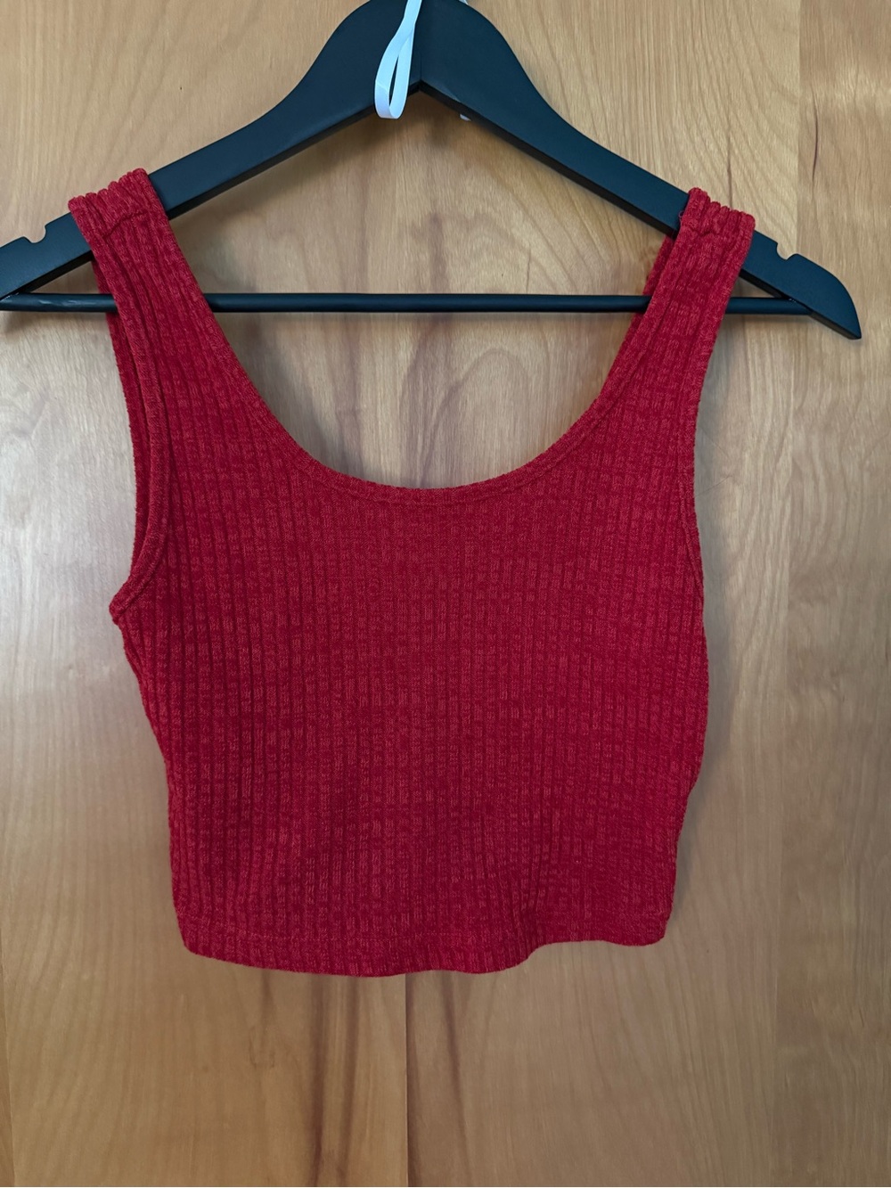 Red Ribbed Tank Crop Top - Women's